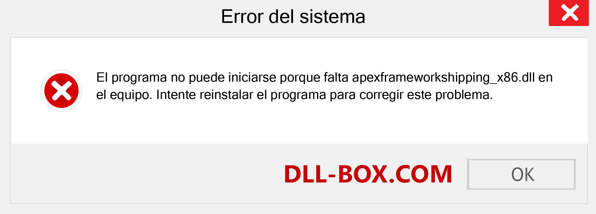 ¿Falta el archivo apexframeworkshipping_x86.dll ?. Descargar para Windows 7, 8, 10 - Corregir apexframeworkshipping_x86 dll Missing Error en Windows, fotos, imágenes